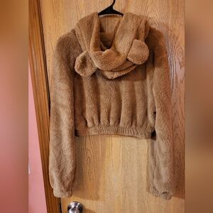 SHEIN Cropped Teddy Hoodie